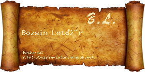 Bozsin Lotár névjegykártya